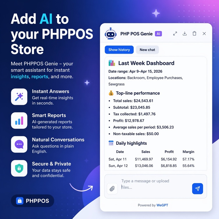 PHPPOS Genie chat screenshot